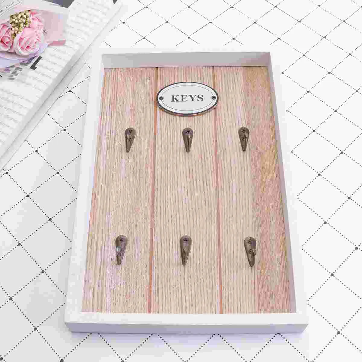 

Key Wall Wooden Holder Box Rack Hooks Hook Cabinet Hanging Storage Coat Hanger Mounted Mount Keys Organizer Rustic Entryway