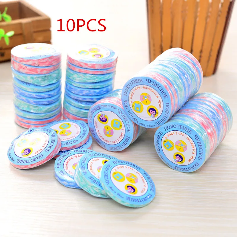 

10pcs/set Portable Travel Compressed Towel Non-woven Fabric Disposable Hotel Mini Face Care Magic Hand Towel For Outdoor Sports