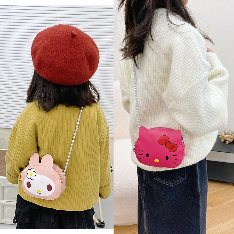 

Kawaii Sanrios KT cat My Melody Women Mini Coin Purse Shoulder Bag earphone storage bag Doll Children Toys Gifts
