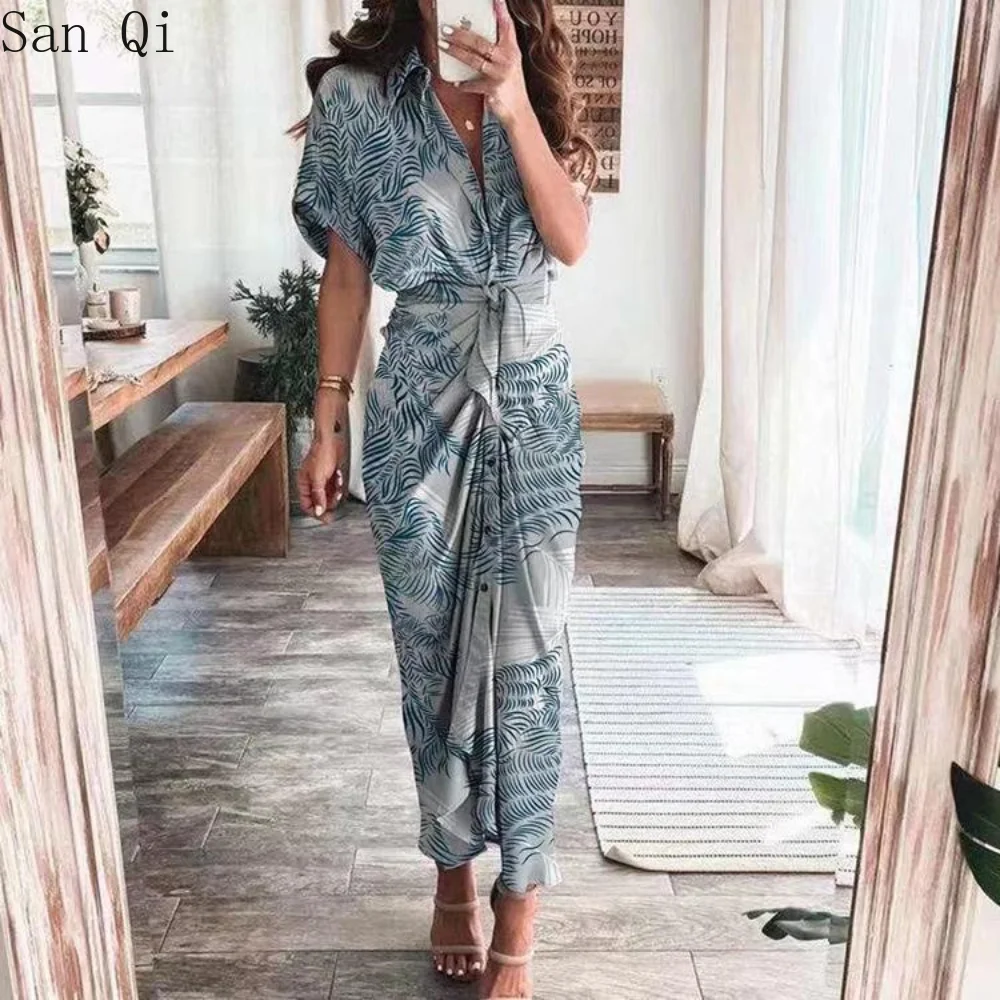 

Floral Print Dress Women Summer 2023 Elegant Fashion Short Sleeve Dresses Vintage Maxi Casual Daily Y2k Slim Dress Vestidos