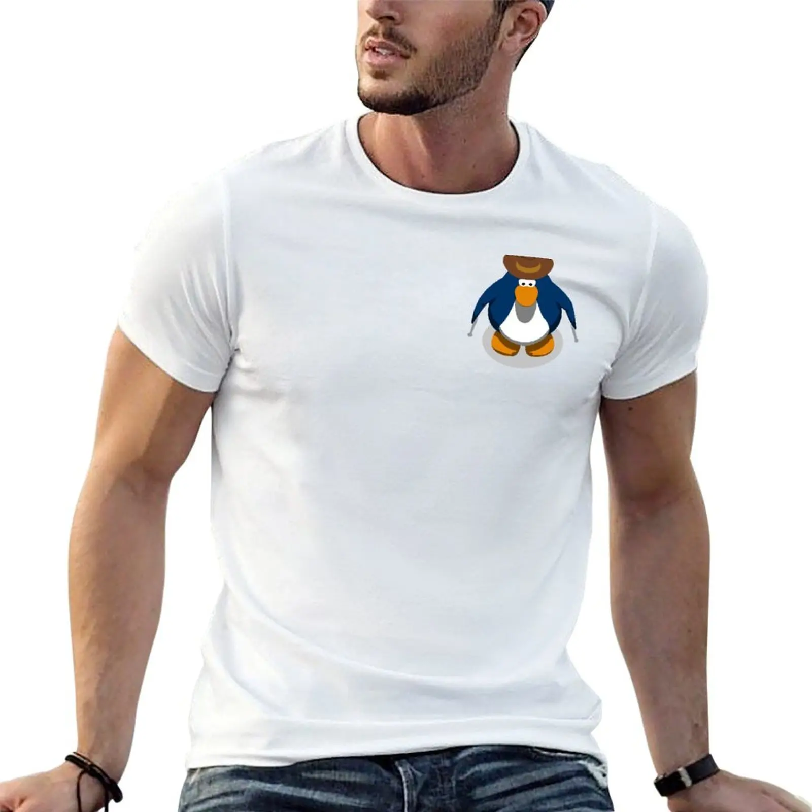 Фото Футболка Club Penguin в ковбойском стиле, повседневная модная хлопковая футболка с короткими рукавами №1