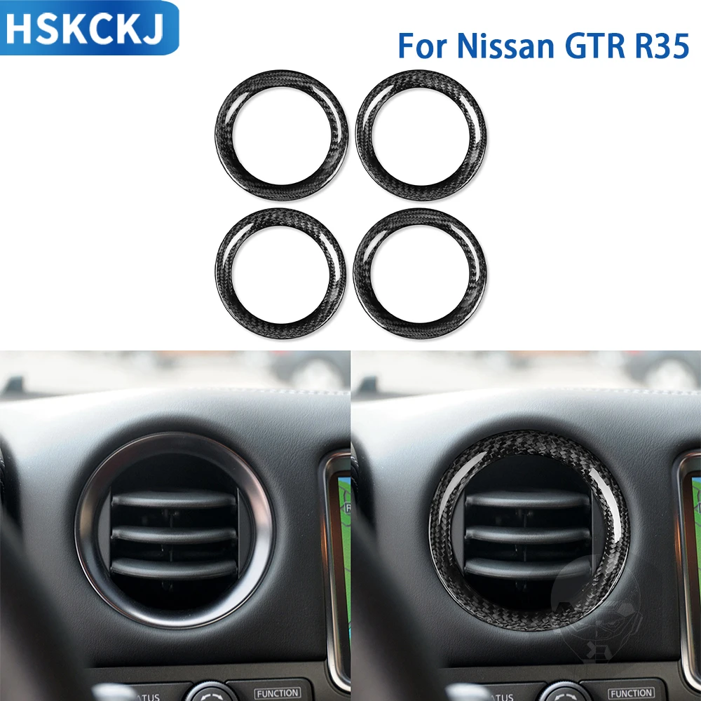 

For Nissan GTR R35 Car Accessories Real Carbon Fiber Interior Air Outlet Ring Trim Sticker Modification Decoration