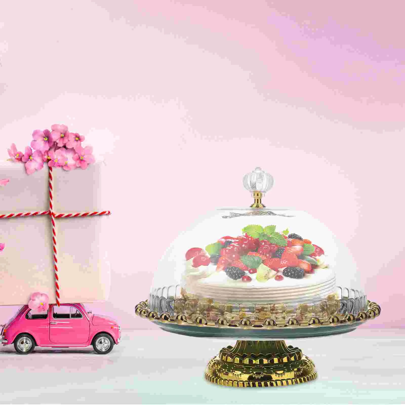 

Cake Stand Display Cupcake Dome Cover Tray Dessert Serving Plate Ceramic Platter Footed Cheese Dish Wedding Lid Holder Round
