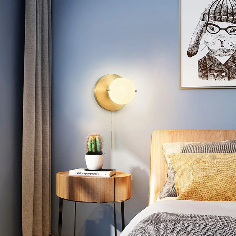 Настенные светильники с медными и стеклянными шариками бра на молнии для