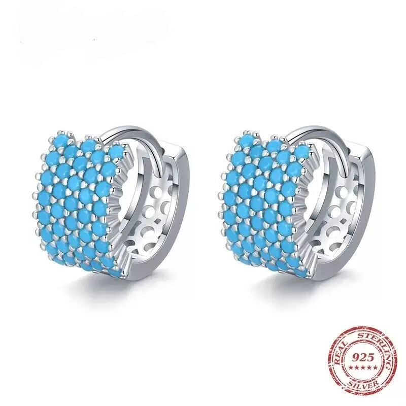 

Серьги-кольца с голубым бирюзовым цветом