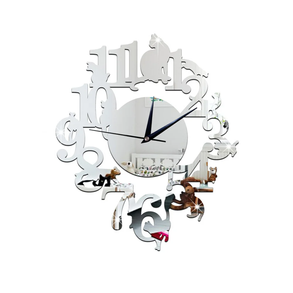 

3 D DIY Mirror Clock Office Clock 3D Mirror Wall Decal Mirror Wall Clock Clock Number Clock Stickers Mirror Wall Clock