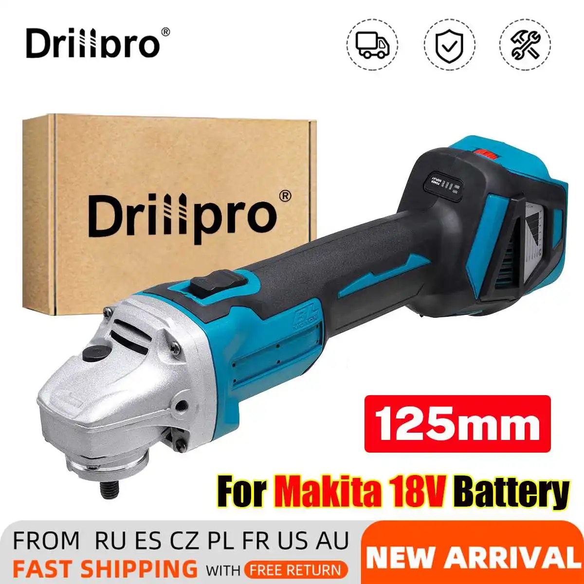 

Беспроводная электрическая угловая шлифовальная машина Drillpro 125 мм 6 скоростей, шлифовальная машина «сделай сам» для резки деревообработки ...