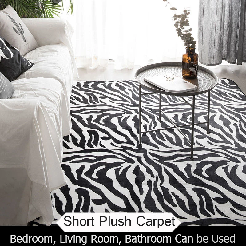 

Zebra Carpet for Living Room Velvet Rug Bedroom Bedside Square Rugs Soft Fluffy Carpets Home Kids Salon Sofa Table Decor Mat