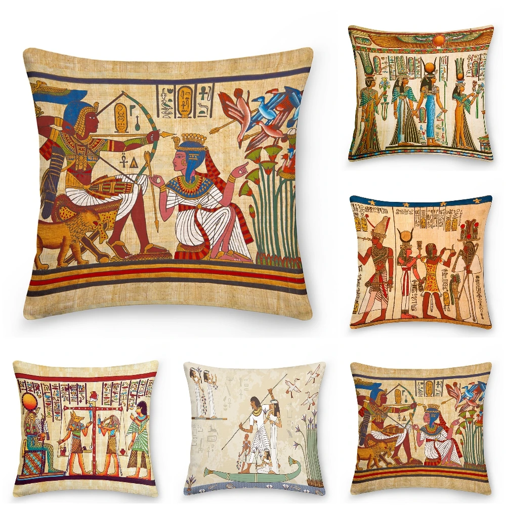 

Ancient Egypt Pillowcase Egyptian Cushion Cover Throw Pillow Covers Decorative Cushions For Sofa Living Room Decor 45*45cm