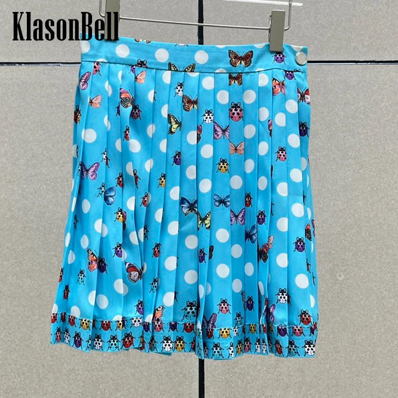 

6.22 KlasonBell Fashion Polka Dot Butterfly Ladybird Print Pleated Skirt Women