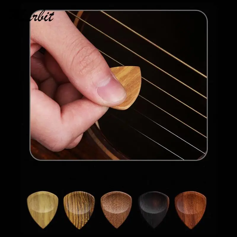 

1pc Wood Acoustic Bass Guitar Picks Plectrums Red Black Sandalwood Rosewood Maple Olive Heart Shape Basses Parts Accessories