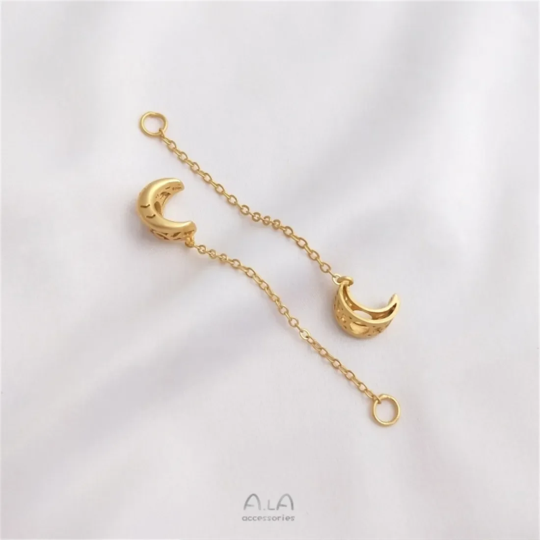 14 К Золотая упаковка Луна Солнце Бисер с большим отверстием Подвесная цепочка DIY