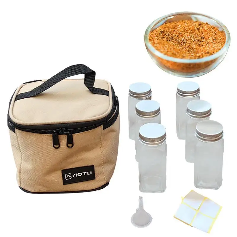 

Outdoor Camping Tableware Storage Container Seasoning Bottles Cans With Carrying Bag For BBQ Portable Picnic