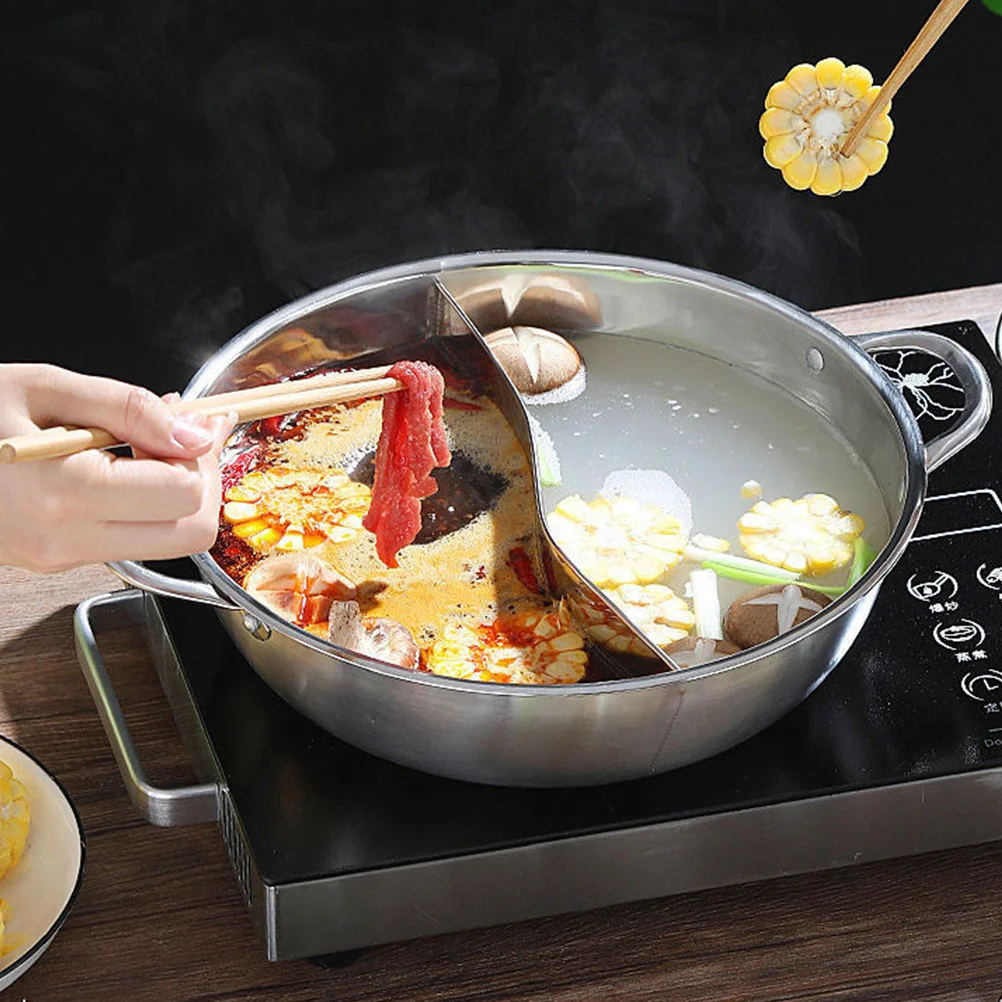 

Kitchen Cooking Pot Stainless Steel Mandarin Korean Cookware Double Handle Hotpot