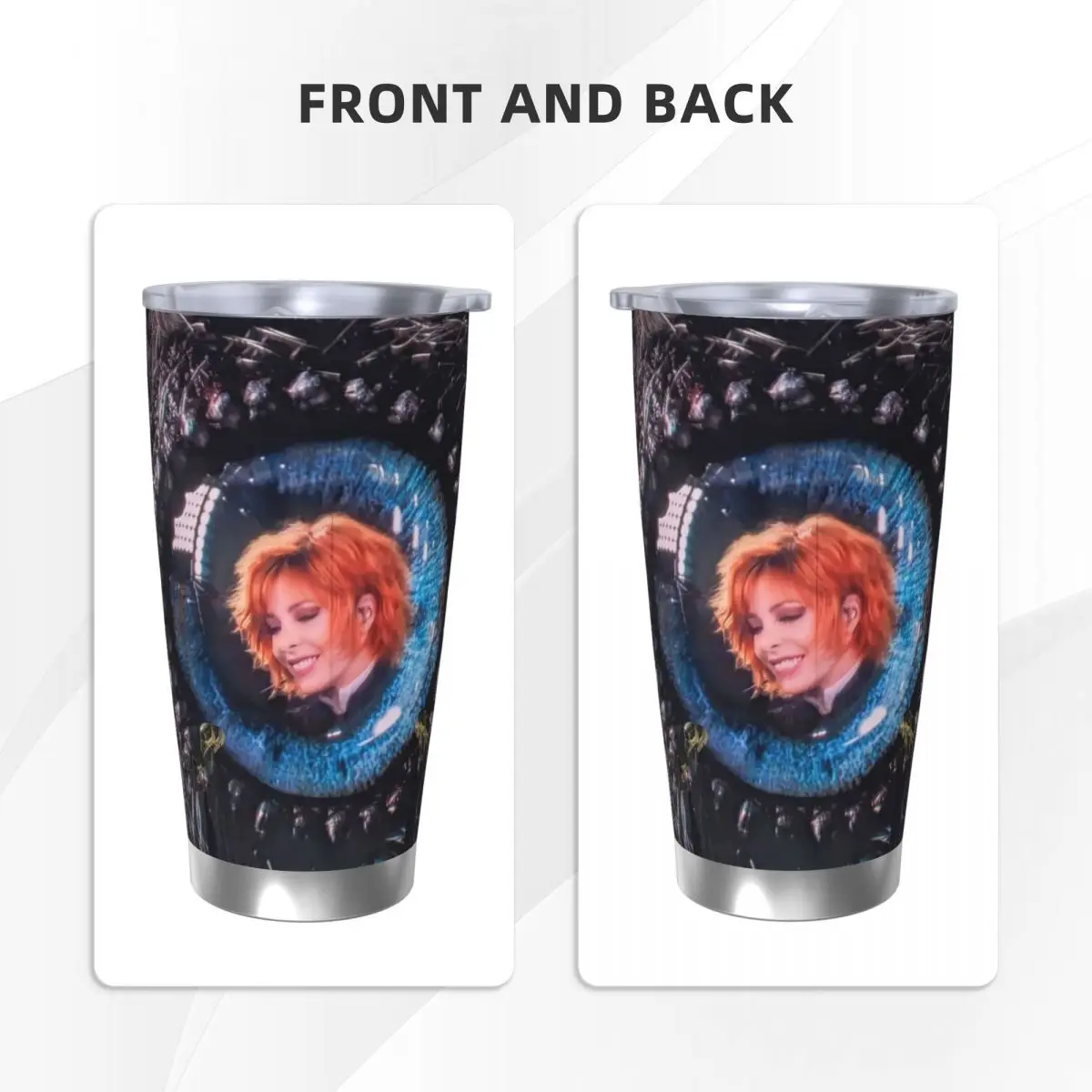 Фото Термокружка Mylene Farmer Nevermore 20 унций из нержавеющей стали, вакуумная, для кофе, холодных и горячих напитков, автомобильная №3