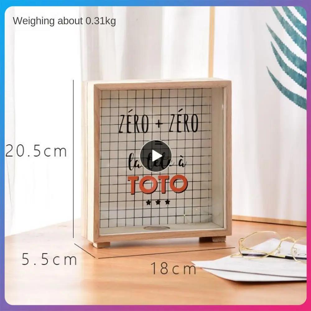 

Piggy Bank Stationery Gift Wooden Box Simplicity Nordic Creative Portable Container Wood Glass Money Saving Box Home Storage Ins