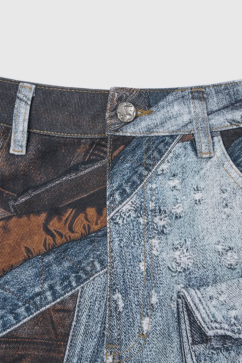 Мужские джинсы в стиле хип-хоп большого размера High Street с лоскутной уличной