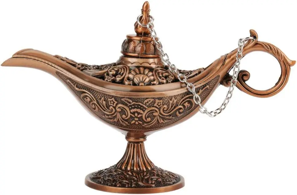 

Aladdin Lamp, Old Fashioned Style Magic Legend Wishing Lamp, Genie Lamp, for Home Decor for Jewelry Storage(Red Copper)