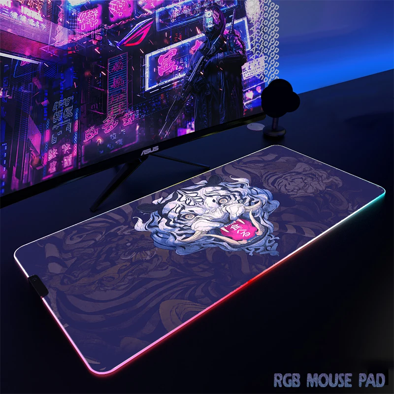 

RGB Oni Mouse Pad Gamers Decoracion Computer Keyboard Desk Mat Led Gaming Accessories PC Gamer Mousepad With 13 Lighting Table