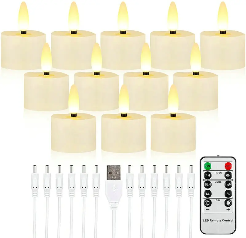 Набор из 12 светодиодных чайных светильников с дистанционным управлением и