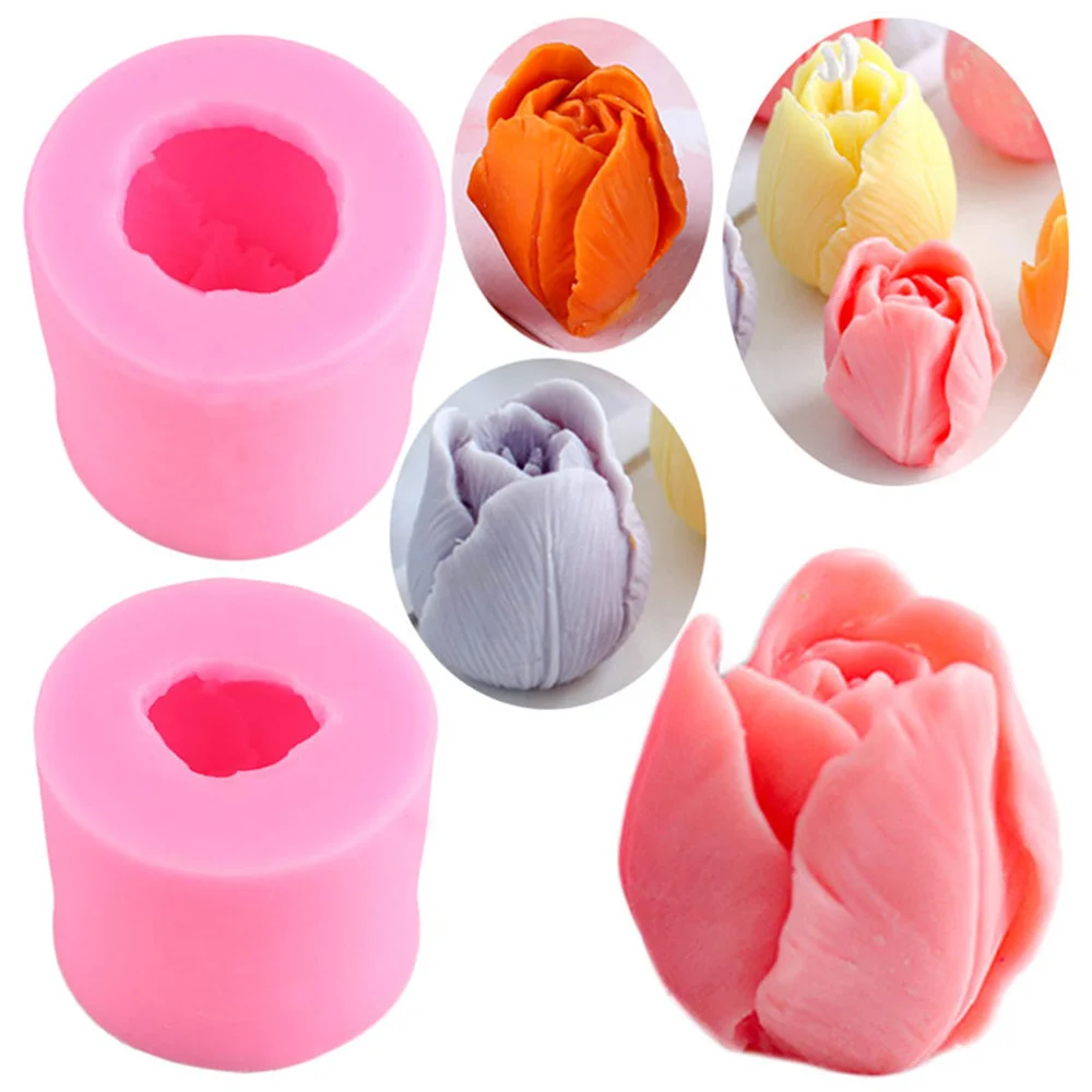 

3D Tulip Flower Candle Silicone Mold Handmade Soap Plaster Mold Non-stick DIY Aromatherapy Candle Gypsum Crafts Home Decor