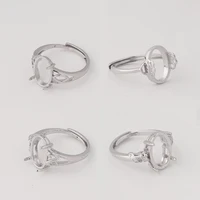 3pcs brass semi mount moissanite ring blank base 9x13mm oval blank adjustable ring settings for diy handmade jewelry making