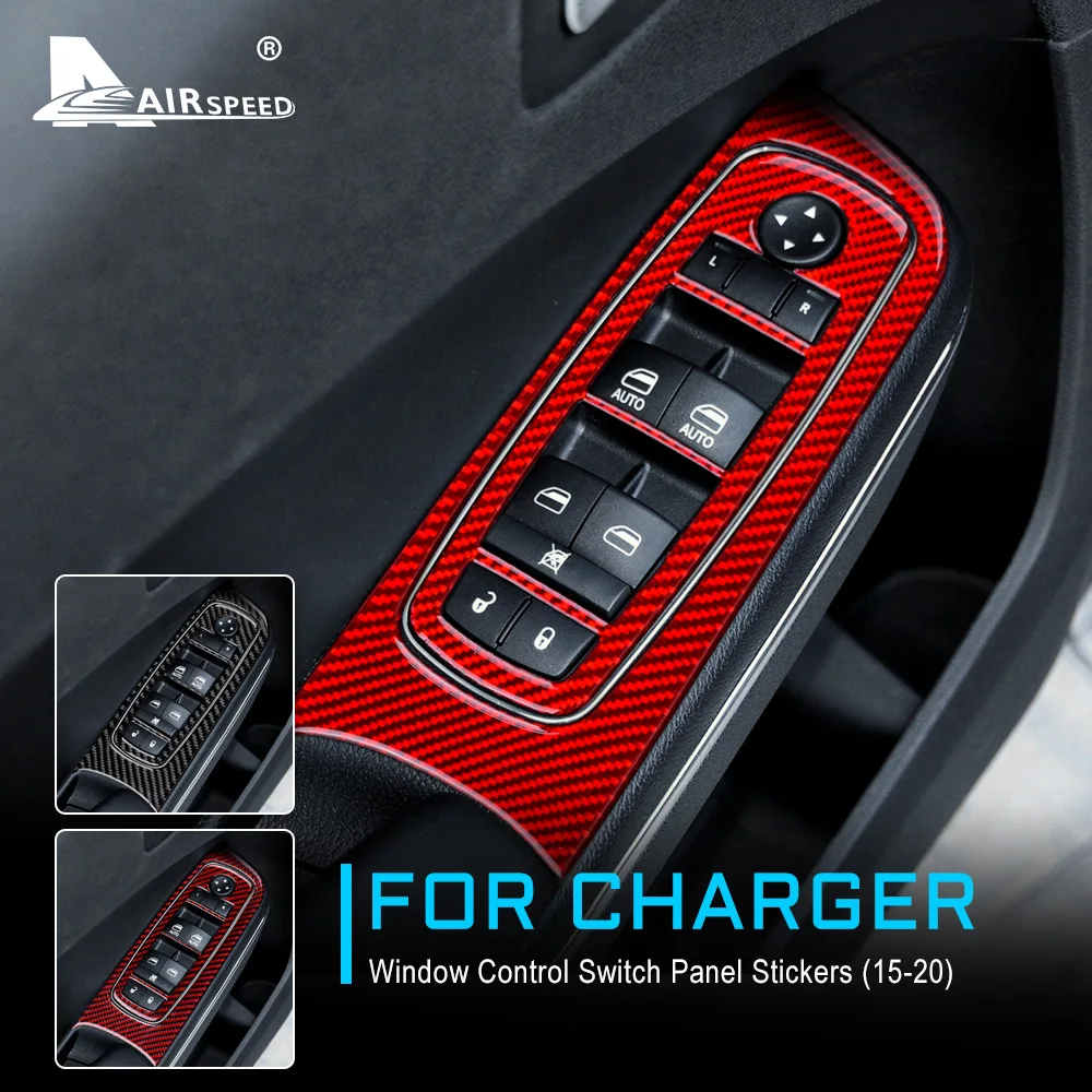 

Carbon Fiber for Dodge Charger 2015 2016 2017 2018 2019 2020 Accessories Interior Trim Car Window Control Switch Panel Sticker
