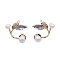 attractive stud earrings all match accessory lady leaf faux pearl ear studs fashion earrings ear studs ear studs 1 pair