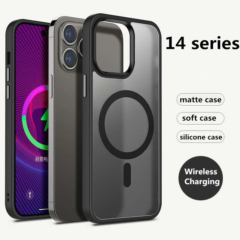 

Magnetic Phone Case for iPhone 14 Pro Max Case Clear Acrylic Cover For iPhone 13 12 11 Pro Max Wireless Charging Metal Lens Case