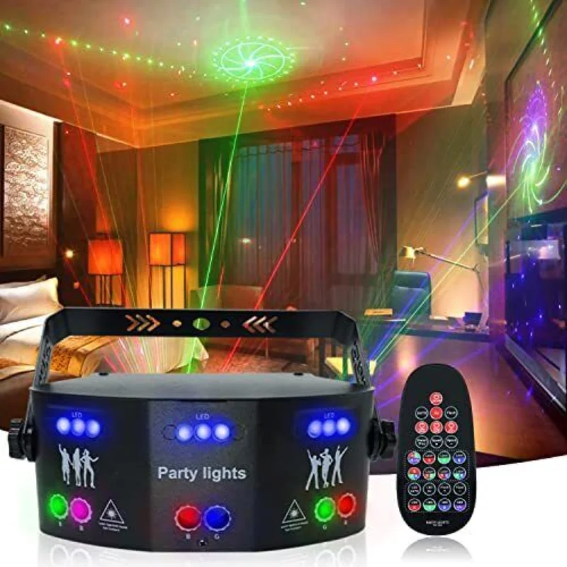 New 15 EYE Stage Lighting RGB Disco DJ Beam Laser Light Projector DMX Remote Strobe Effect Xmas Party Holiday Halloween Lights