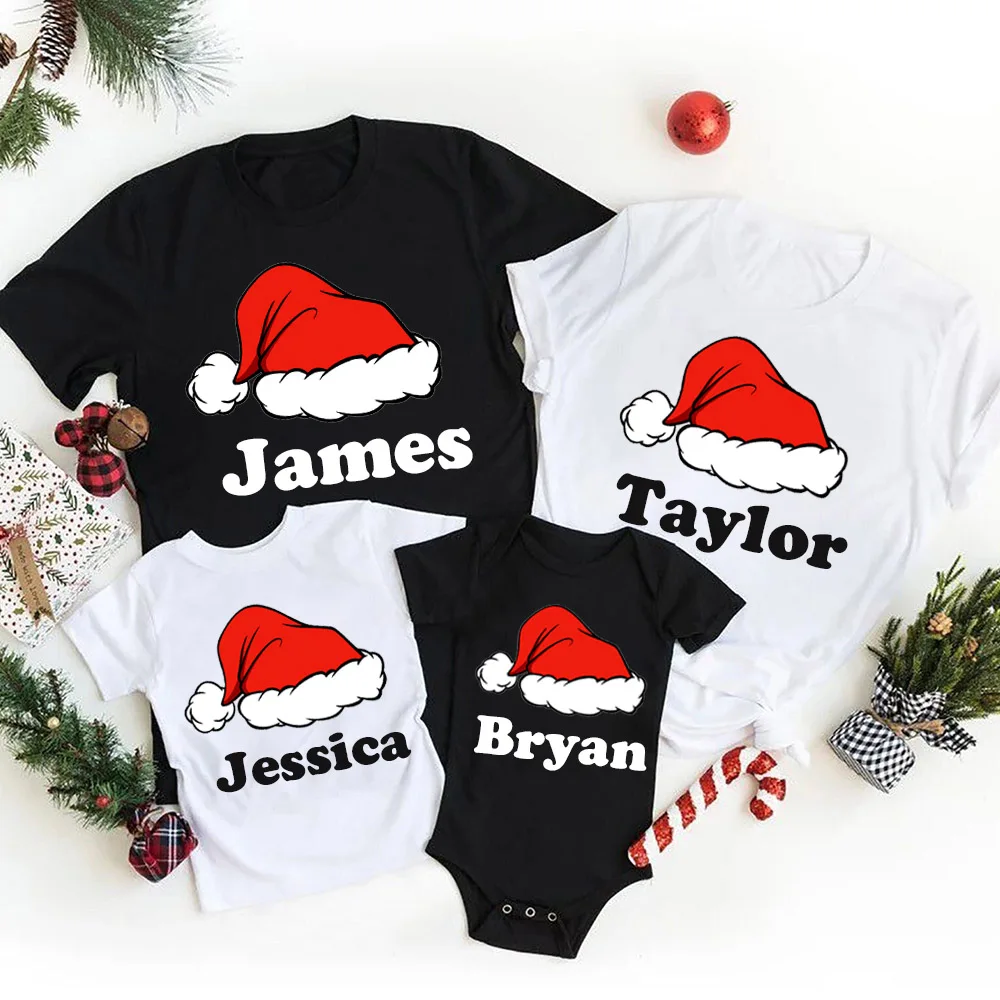 

Personalised Christmas Family Matching Outfits Custom Dad Mom Kids Shirt Baby Bodysuit Family Clothes Christmas Party Shirt