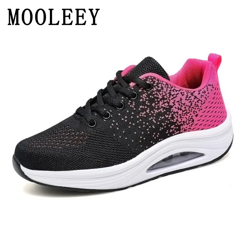 

Luxury Women's Sneakers Air Cushioned Cushioning Comfortable Dance Shoes Colour Blocking Thread Weave Tennis Shoes lady Marathon