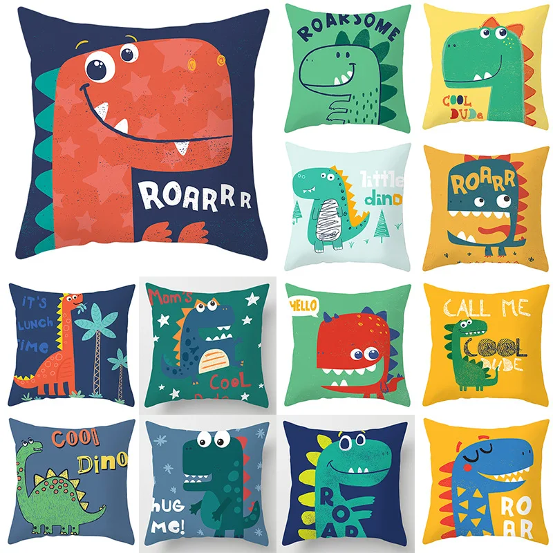 

Cartoon Dinosaur Pillowcase Decorative Sofa Cushion Case Bed Pillow Cover Home Decor Car Cushion Cover Cute Pillow Case 45*45cm