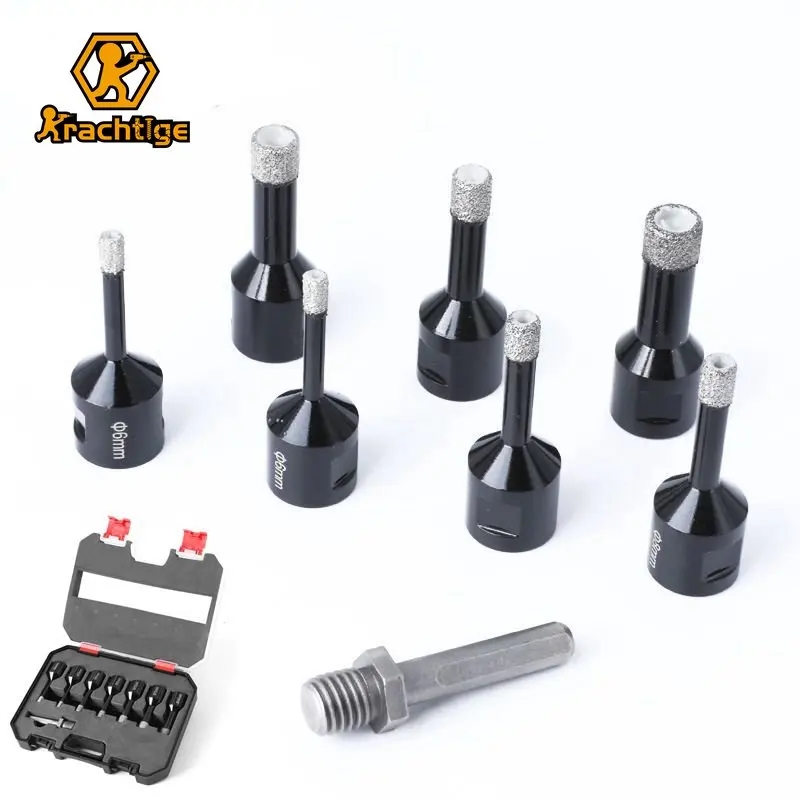 Krachtige 8Pcs M14 Brazed Diamond Marble Glass Drill Set 6-14mm for Glass Granite Porcelain Tile Marble Angle-Grinder