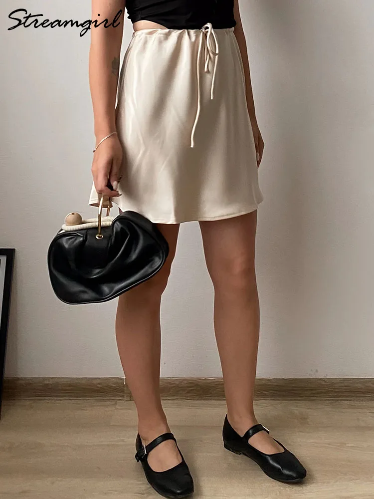 Streamgirl летние коричневые мини-юбки женские элегантные трапециевидные