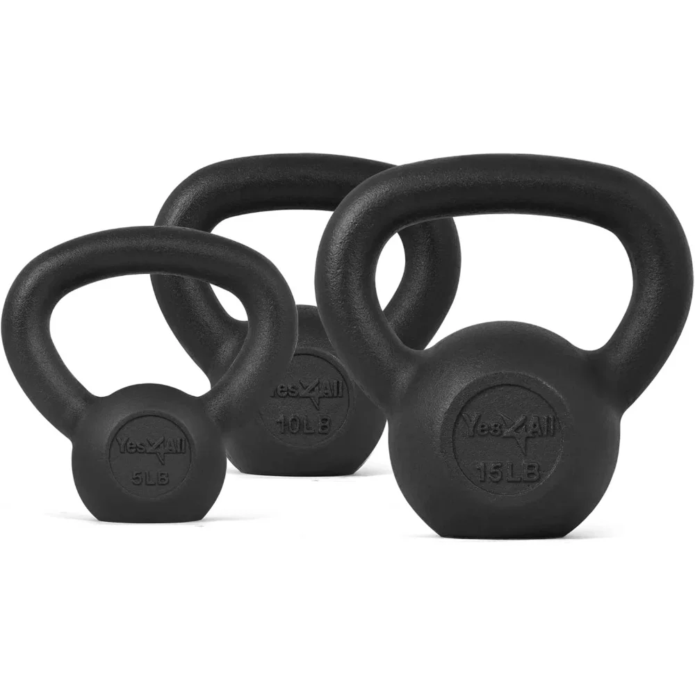 

MRIZHI 30 lb Cast Iron Kettlebell, Black, Combo / Set, Includes 5-15lb