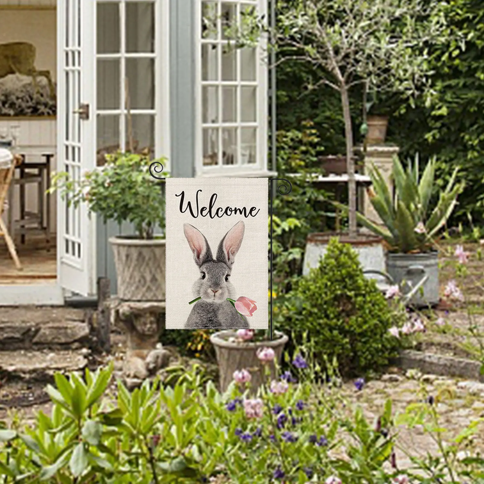 

Easter Garden Flags 12x18 Double Sided Spring Easter Welcome Rabbit Vertical Garden Flag For Home Yard Lawn Deck Patio Porch