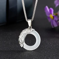 new retro chinese style acrylic ring metal amulet pendant necklace for men women personality trend couple jewelry