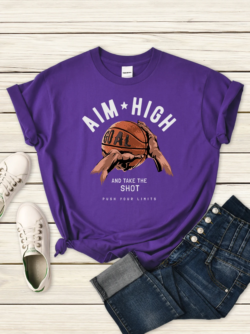 

Aim High And Take The Shot T Shirt Women Fashion Summer Tshirts Casual Quality Clothes Graphics Vintage Short Sleeve For Woman