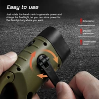 led flashlight portable hand crank dynamo torch lantern professional solar power tent light for outdoor camping mountaineering