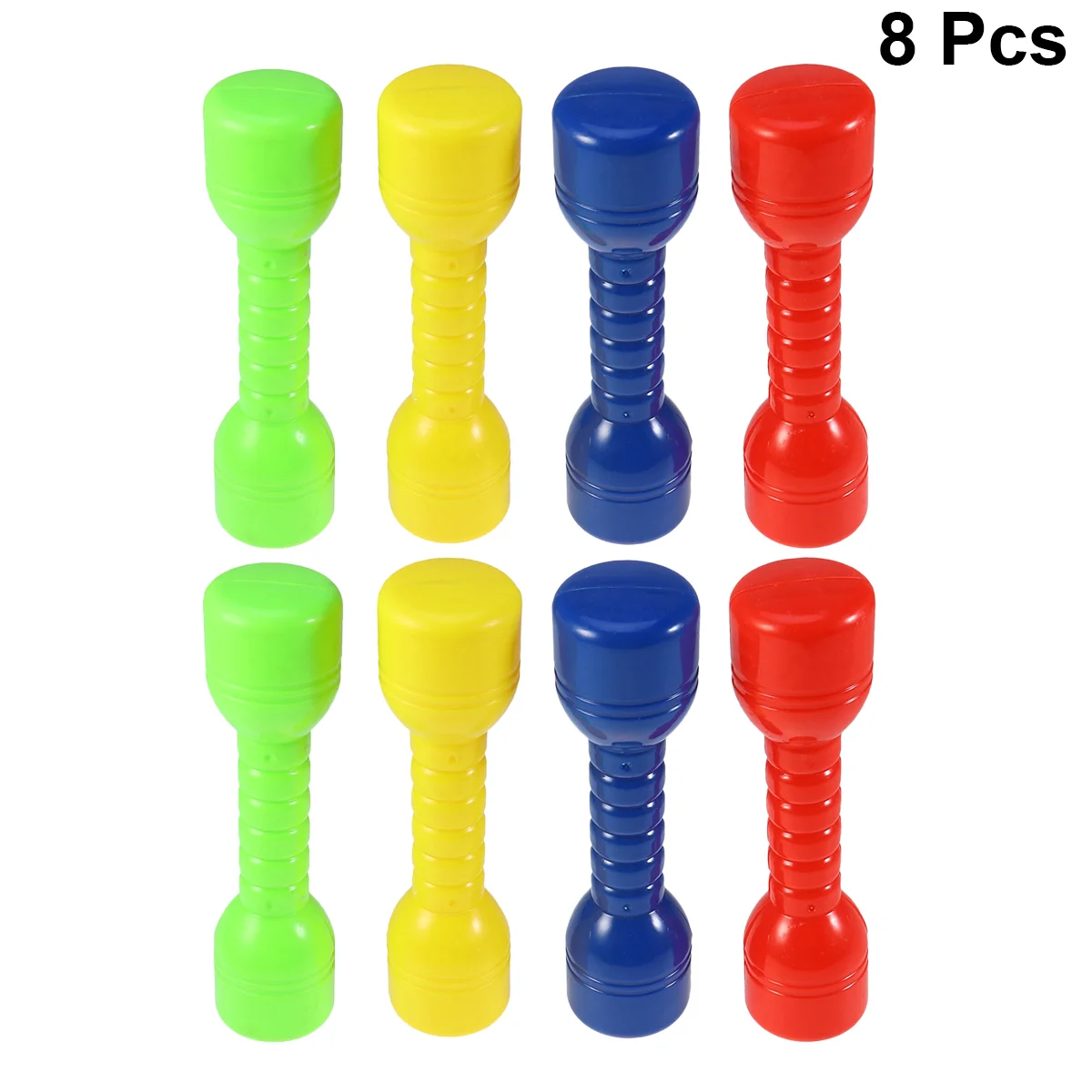 

8 Pcs 4 Colors Plastic Dumbbells Ergonomic Children Morning Exercise Barbells Hand Bar for Kindergarten
