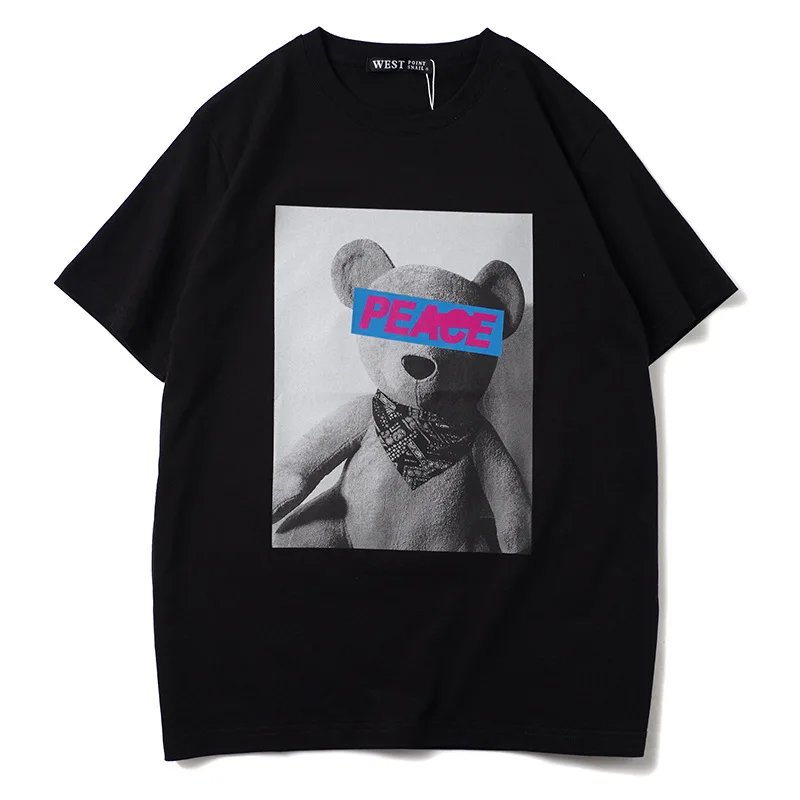 

New 2020 Men luxury Peace Bear T Shirts T-Shirt Hip Hop Skateboard Parkour Street Cotton T-Shirts Tee Top Drake N178