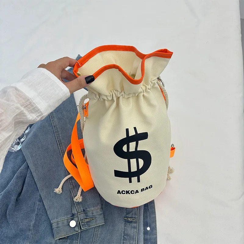 Холщовый пакет с карманом новинка 2024 Модная Портативная сумка-ведро на одно