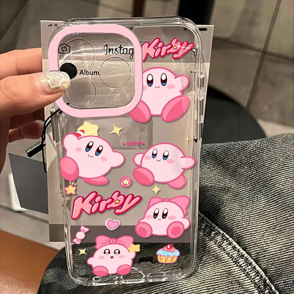 Прозрачный чехол Kirbies для IPhone 11 12 13 14 15 16 Pro Max Mini X Xs XR 7 8 Plus Se2020