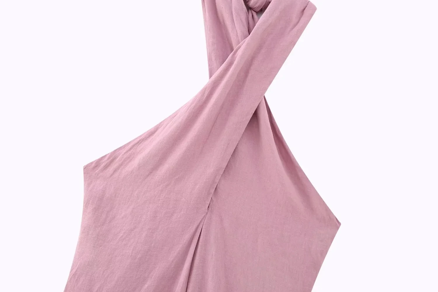 Летнее сексуальное приталенное розовое платье TRAF с лямкой на шее женское