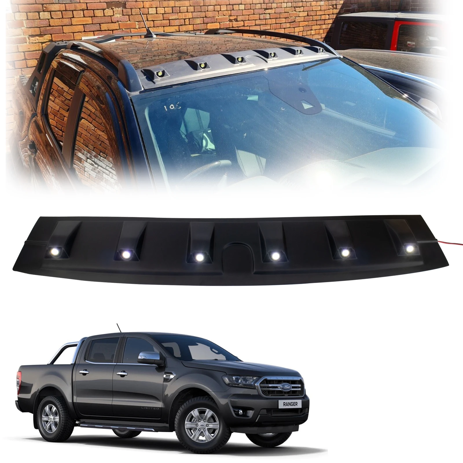 

LED Lights Roof Light Raptor Style Accessories For Ford Ranger 2019-2022 T8 PX3 WILDTRAK PICKUP LED Front Roof Spoiler Cover