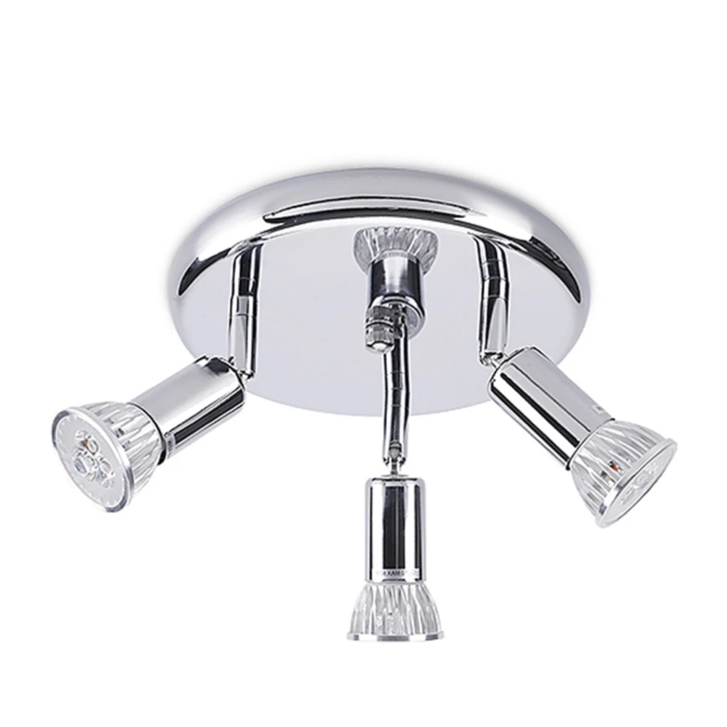 

3 Way Round Plate Ceiling Spotlight Cabinet Rotatable LED Light Bulbs Home Lighting Warm White Light