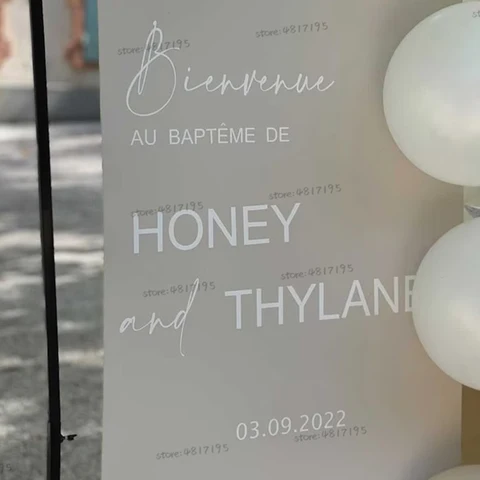 Виниловые наклейки Bienvenue Au Mariage, наклейки с именами и датами на день рождения