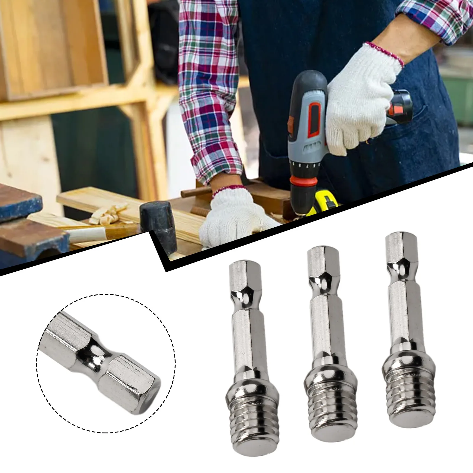 3 шт. 1/4 шестигранный адаптер для шатуна сверлильный патрон M10 соединение