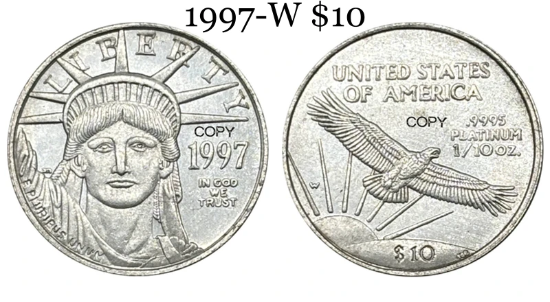 

Серебряная копия монеты «Американский платиновый орел»